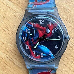 MARVEL SPIDER-MAN WATCH ORIGINAL PLASTIC PRINTED BAND tested works